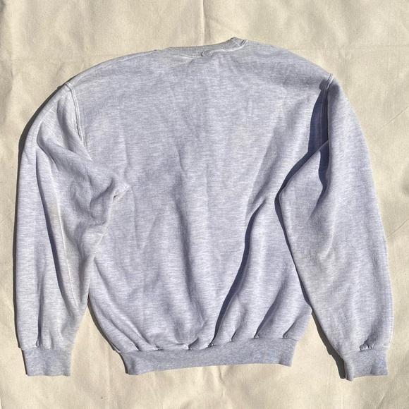 Vintage 90s Jerzees Heather Gray Novelty Religious Graphic Crewneck Sweater Med - Picture 2 of 5